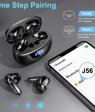 Wireless Headphones,Bluetooth 5.3 Stereo Earphones in Ear with 4 ENC Mic Clear Calls,Noise Cancelling Ear Buds,48H battery life.