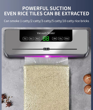 Electric Vacuum Sealer Food Storage Seal Touch Button Dry/Wet Built-in Cutter Kitchen Food Sealing Vacuum packaging machine