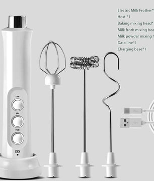 3 In 1 Portable Rechargeable Electric Milk Frother Foam Maker Handheld Foamer High Speeds Drink Mixer Coffee Frothing Wand