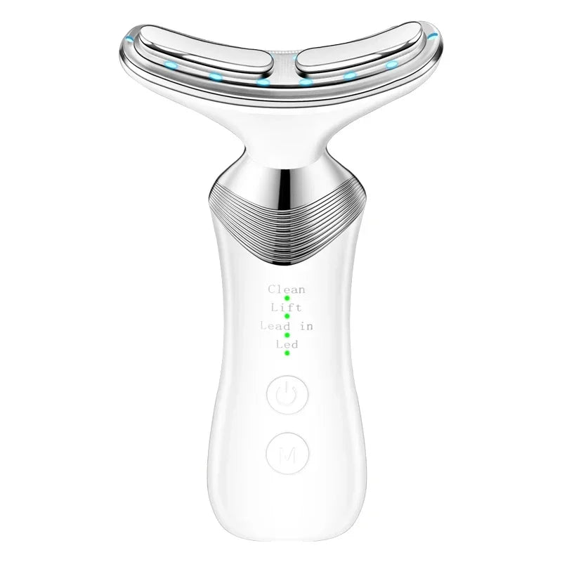 Face Neck Lifting Beauty Device Hot Compress 5-color LED Photon Firming Rejuvenation Anti Wrinkle Reduce Double Chin Anti Facial