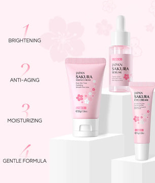 3pcs/set LAIKOU Vitamin C 24K Golden Sakura Skin Care Sets Face Cream