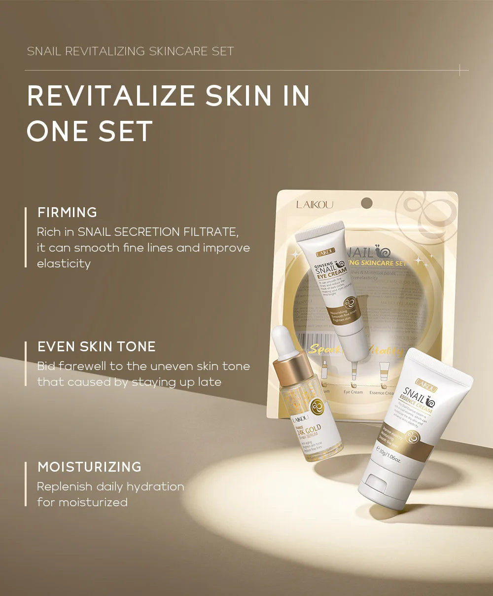 3pcs/set LAIKOU Vitamin C 24K Golden Sakura Skin Care Sets Face Cream