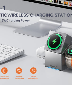 ZEEHOO CubeTrick-X， 3 In 1 15W Fast Charger Wireless ,  Qi2  Wireless Charger， For iphone16 15 14 pro max, Apple Watch ,airpods