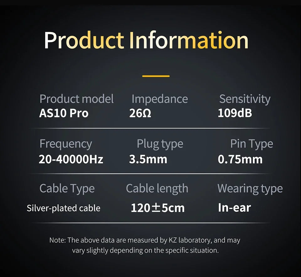 KZ AS10 PRO Earphones 5BA IEMs In-Ear Monitors HiFi Headphones Wired Earbuds with Silver-plated Cable for Audiophiles Musicians