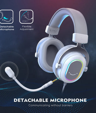 FIFINE RGB Gaming Headset with 7.1 Surround Sound/3-EQ/MIC,Over-ear Headphone with In-line Control for PC PS4 PS5 Ampligame-H6W