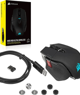 Corsair M65 RGB Ultra Wireless Tunable FPS Wireless Gaming MouseSub-1ms Slipstream Wireless Technology 26,000 DPI -White/Black