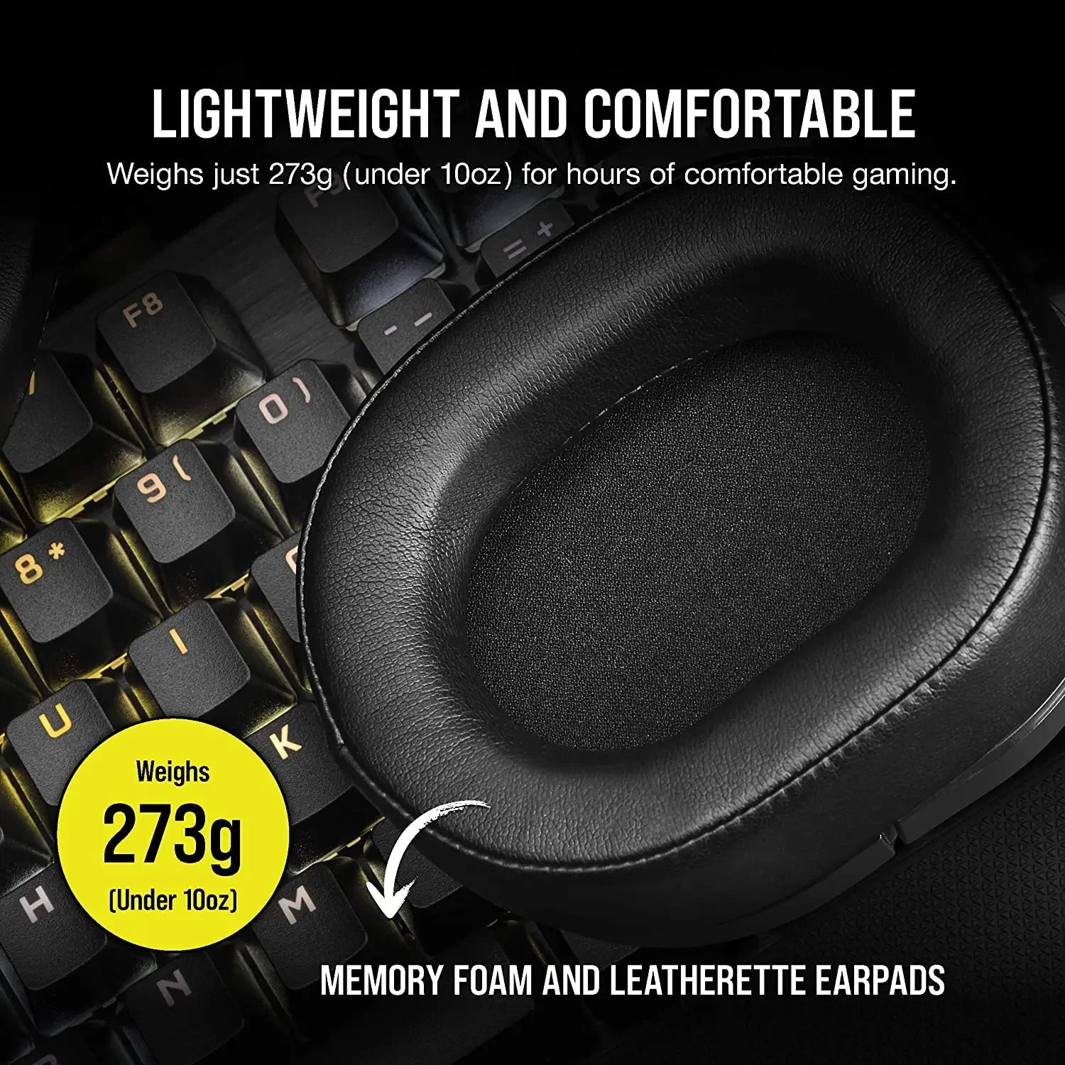 Corsair HS55 Surround Gaming Headset (Leatherette Memory Foam Ear Pads, Dolby Audio 7.1 Surround Sound on PC and Mac