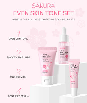 3pcs/set LAIKOU Vitamin C 24K Golden Sakura Skin Care Sets Face Cream