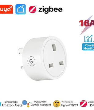 Tuya Zigbee Smart Socket UK Plug Smart Home Automation Timing Power Monitor Smart Outlet Support Google Home Alexa Zigbee2MQTT