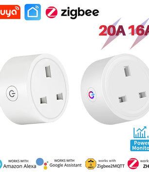 Tuya Zigbee Smart Socket UK Plug Smart Home Automation Timing Power Monitor Smart Outlet Support Google Home Alexa Zigbee2MQTT