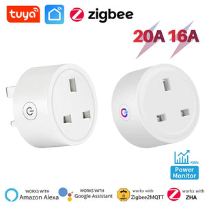 Tuya Zigbee Smart Socket UK Plug Smart Home Automation Timing Power Monitor Smart Outlet Support Google Home Alexa Zigbee2MQTT