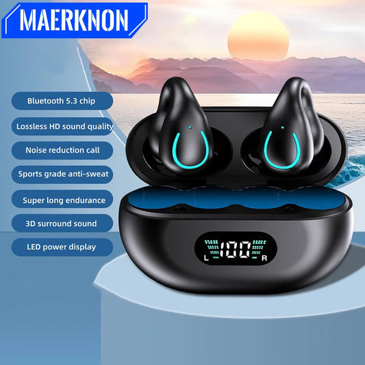 Q71 TWS Bone Conduction Bluetooth Earphones HiFi Stereo Ear Clip Earbud Sports Wireless Headphones Mini Noise Cancelling Headset