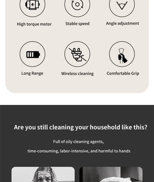 Cordless Spin Scrubber Electric Multipurpose Cleaning Brush for Kitchen Bathroom Toilet - Household Hair Brushes And Mops