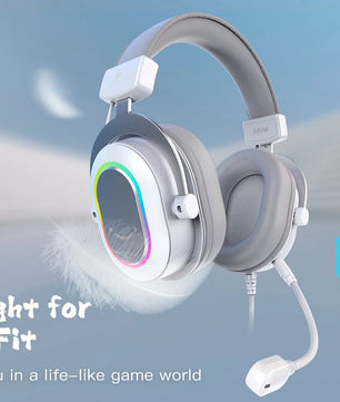 FIFINE RGB Gaming Headset with 7.1 Surround Sound/3-EQ/MIC,Over-ear Headphone with In-line Control for PC PS4 PS5 Ampligame-H6W