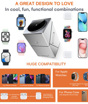 ZEEHOO CubeTrick-X， 3 In 1 15W Fast Charger Wireless ,  Qi2  Wireless Charger， For iphone16 15 14 pro max, Apple Watch ,airpods