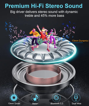 Wireless Headphones,Bluetooth 5.3 Stereo Earphones in Ear with 4 ENC Mic Clear Calls,Noise Cancelling Ear Buds,48H battery life.