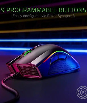 Razer Mamba Elite 5G 16000 dpi wired gaming mouse, optical sensor, 9 programmable buttons, mechanical switches, ergonomic shape