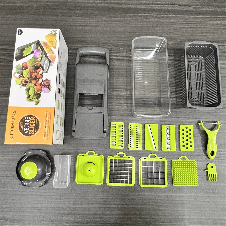 14Set of multifunctional grater, potato shredded vegetables, dicing, handy gadget slicer, kitchen for home, lazy shredding