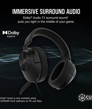 Corsair HS55 Surround Gaming Headset (Leatherette Memory Foam Ear Pads, Dolby Audio 7.1 Surround Sound on PC and Mac