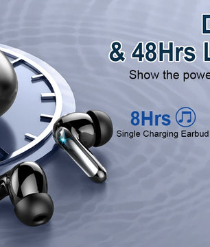 Wireless Headphones,Bluetooth 5.3 Stereo Earphones in Ear with 4 ENC Mic Clear Calls,Noise Cancelling Ear Buds,48H battery life.