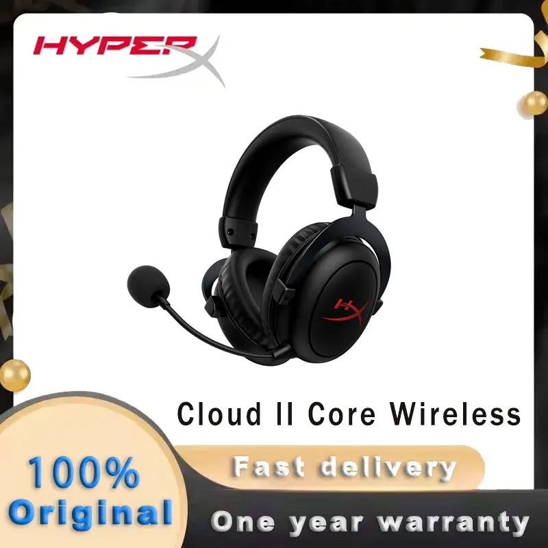 HyperX Cloud II Core Wireless Headset Gaming USB for PC Windows Computer Gamer Detachable Noise Cancelling Microphone DTS Headph