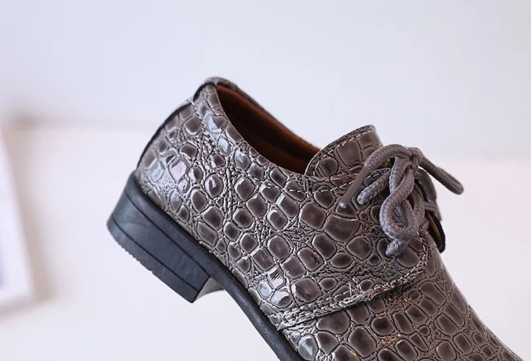 Boys Leather Shoes for Party Wedding Shows Catwalk Cool Lace-up Classic Kids Fashion Casual Shoes Loafers 2023 Children Dress PU