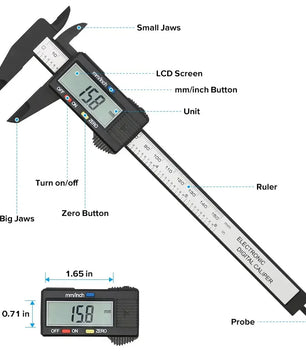 150mm 100mm Electronic Digital Caliper Carbon Fiber Dial Vernier Caliper Gauge Micrometer Measuring Tool Digital Ruler