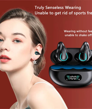 Wireless Bluetooth Earphones Earring HIFI Bass Music Headphones Ear Clip Sport TWS Earbuds Game Headset PK Ambie Sound Earcuffs