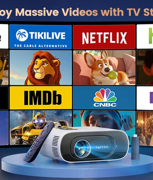 TOPTRO Mini Projector Full HD Support 1080P 16000 Lumens Auto Keystone WiFi Bluetooth Video Projector Portable Home Theater