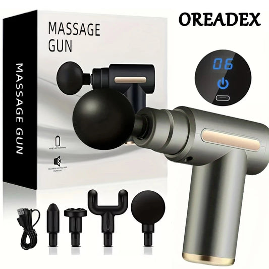 Mini Portable Fascia Massage Gun Electric Percussion Pistol Massager Body Relaxation LED Touch Screen 4Massage Head Holiday Gift