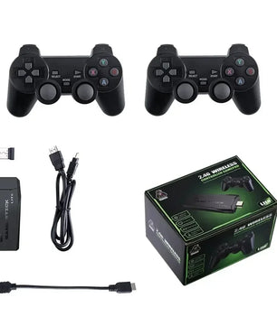 M8+64 Game Console Built-in 20000 + 64GB Two-person Wireless Controller 2.4G Stick 4K HD PS1 GBA Video Children's Christmas Gift