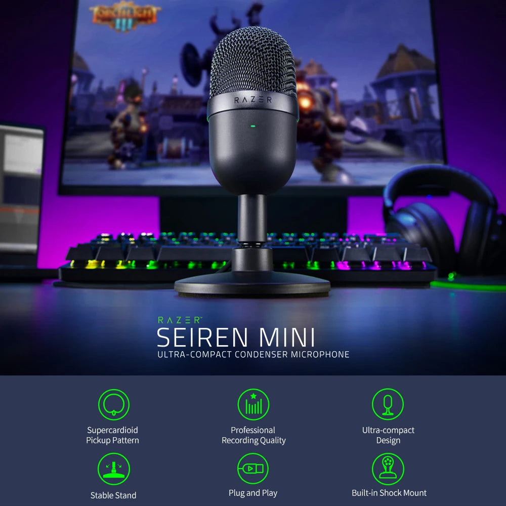 Razer Seiren Mini Microphone USB Microphone Ultra-compact Condenser Streaming Mic Razer Seiren Mini Microphone USB