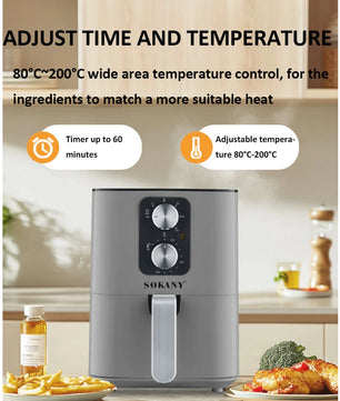 Multifunctional Air Fryer Home 5.5L Smokeless Low Fat High Power Electric Roast Chicken & French Fries Healthy
