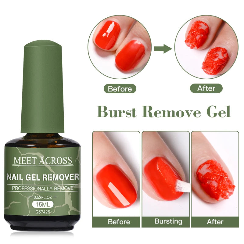 MEET ACROSS 15ml Magic Fast Nail Gel Polish Remover Clean UV Soak