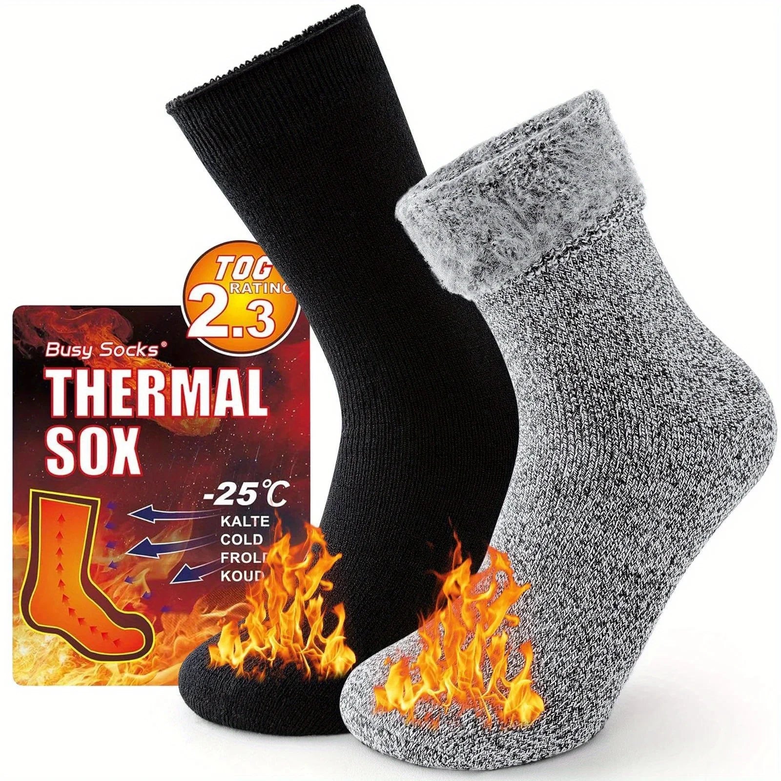 2-Pack Winter Thermal Socks for Men & Women