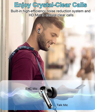 Wireless Headphones,Bluetooth 5.3 Stereo Earphones in Ear with 4 ENC Mic Clear Calls,Noise Cancelling Ear Buds,48H battery life.