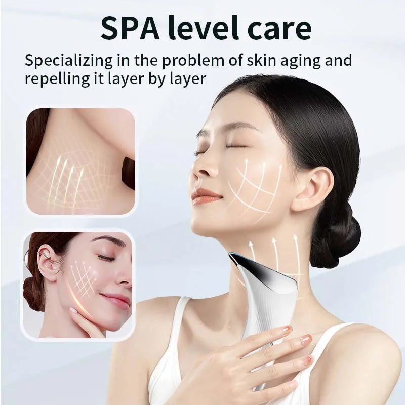 Facial And Neck Lifting Device 3 Colors Led Photon Therapy Skin Tighten Reduce Double Chin Anti Wrinkle Neck Face Beauty Device
