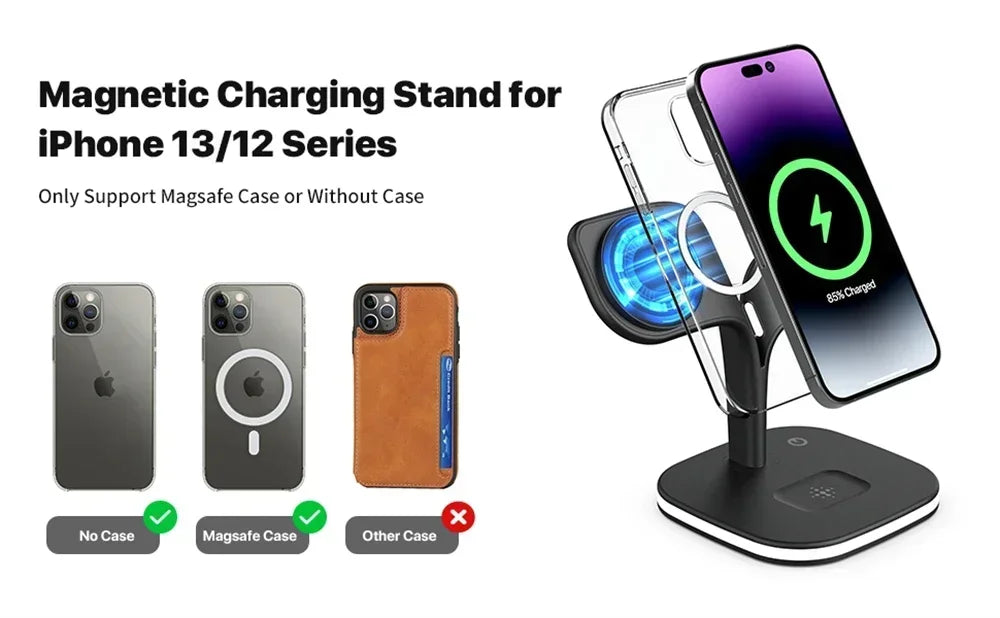 Magnetic 3 in 1 Wireless Charger For iPhone 16 15 14 13 12 Pro Max Fast Wireless Charging Station For Apple Watch 9 /AirPods Pro