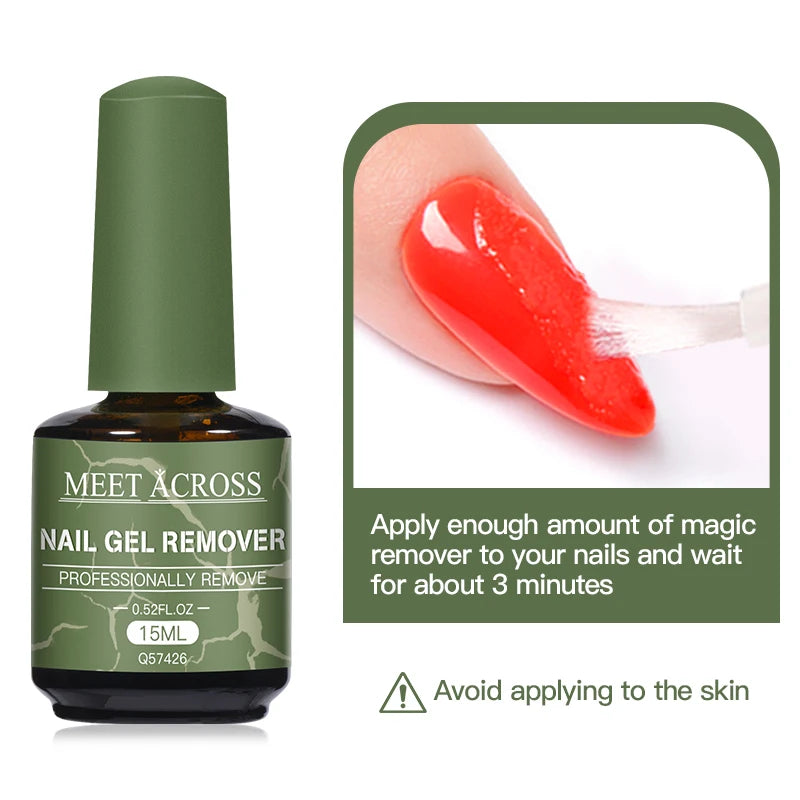 MEET ACROSS 15ml Magic Fast Nail Gel Polish Remover Clean UV Soak