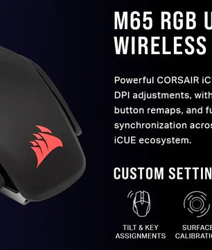 Corsair M65 RGB Ultra Wireless Tunable FPS Wireless Gaming MouseSub-1ms Slipstream Wireless Technology 26,000 DPI -White/Black