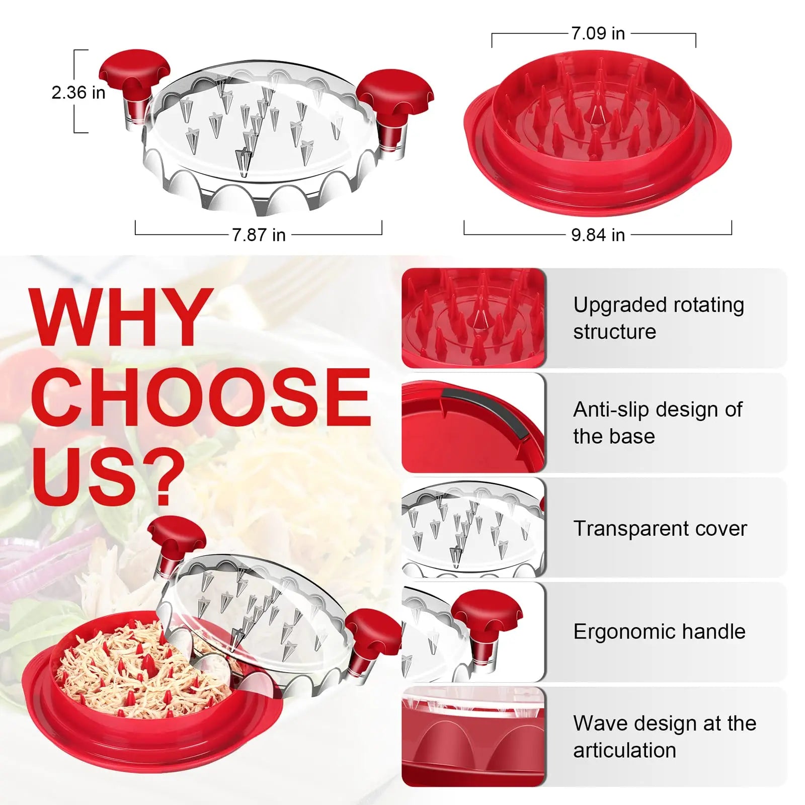 Chicken Shredder Tool: BPA-Free, Anti-Slip Meat Chopper for Kitchen