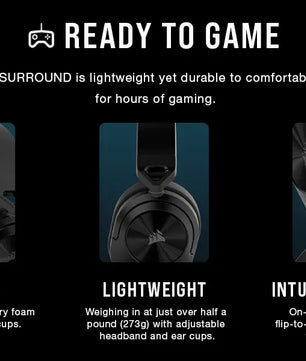 Corsair HS55 Surround Gaming Headset (Leatherette Memory Foam Ear Pads, Dolby Audio 7.1 Surround Sound on PC and Mac